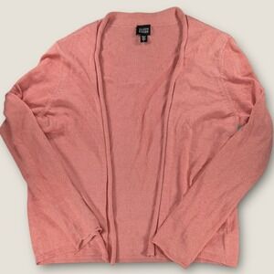 Eileen Fisher Sweater Womens Large Pink Linen‎ Open Front Cardigan Italian Yarn